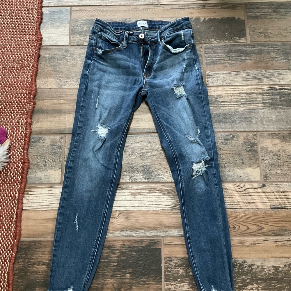 Distressed Blue Jeans 5 Juniors Skinny